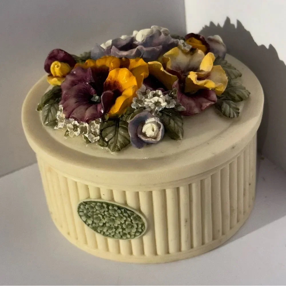 vintage pansy trinket pill box by Artisan Flair